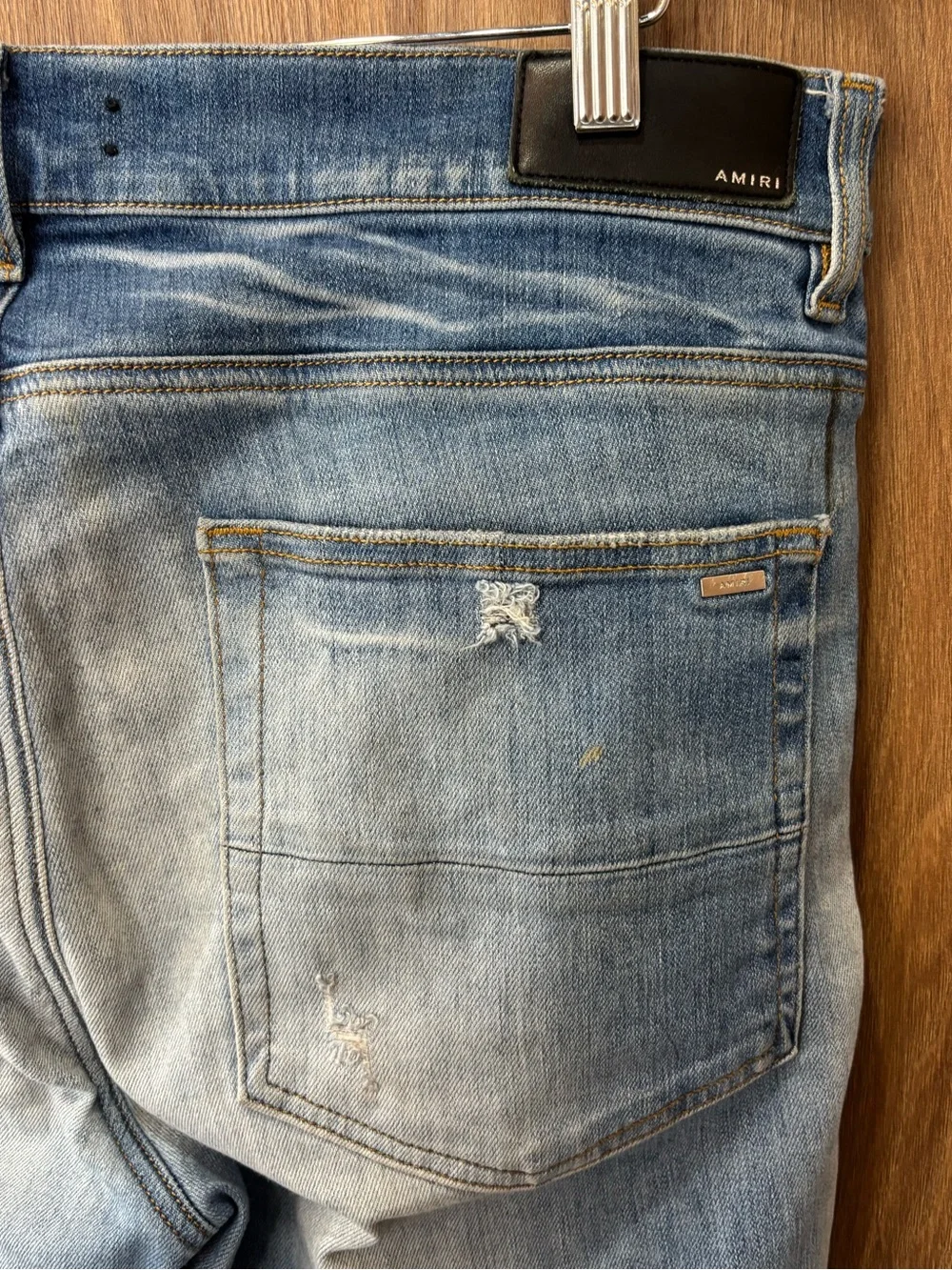 AMIRI Men’s Blue Faded Distressed Skinny Jeans Size 36 Used